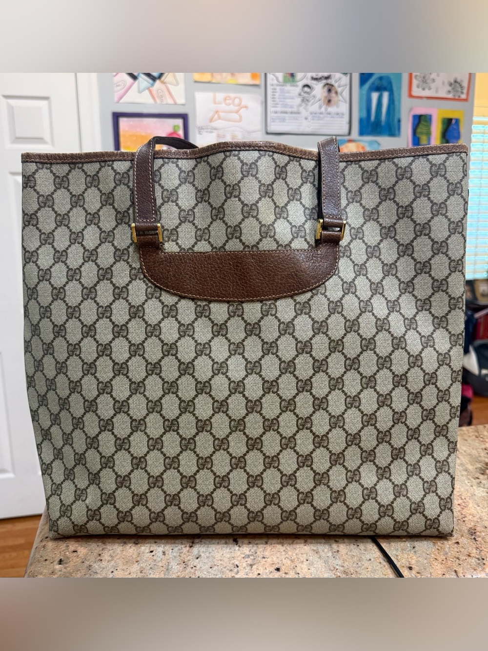 Vintage Gucci GG Supreme Sherry Line Tote Bag + Dust Cover - Picture 4 of 8